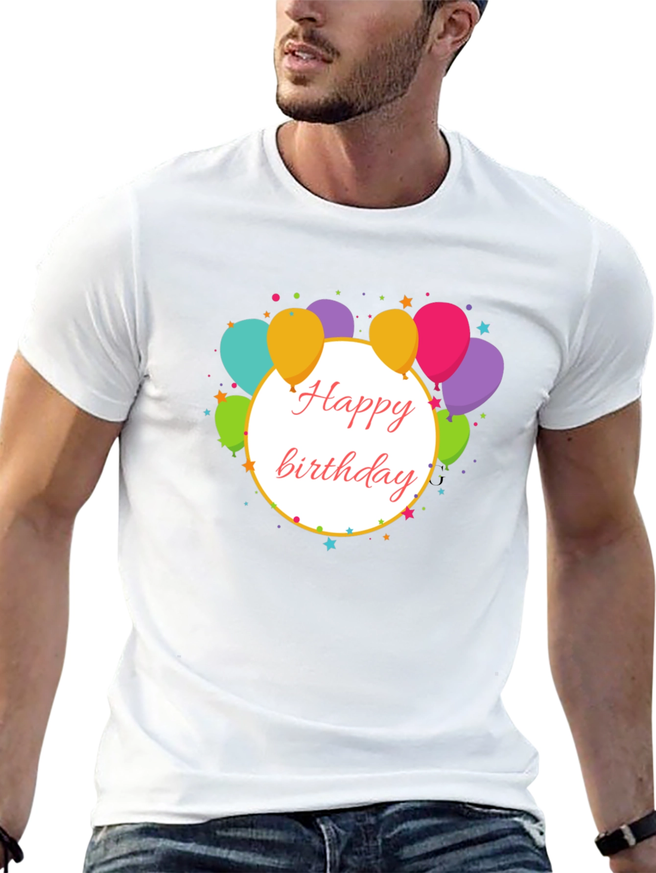 Black Happy Birthday Balloon Graphic Tee view 13