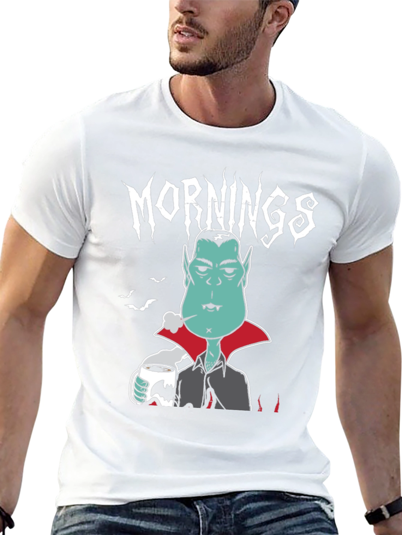 Black Mornings Vampire Graphic Tee - Black Cotton view 13