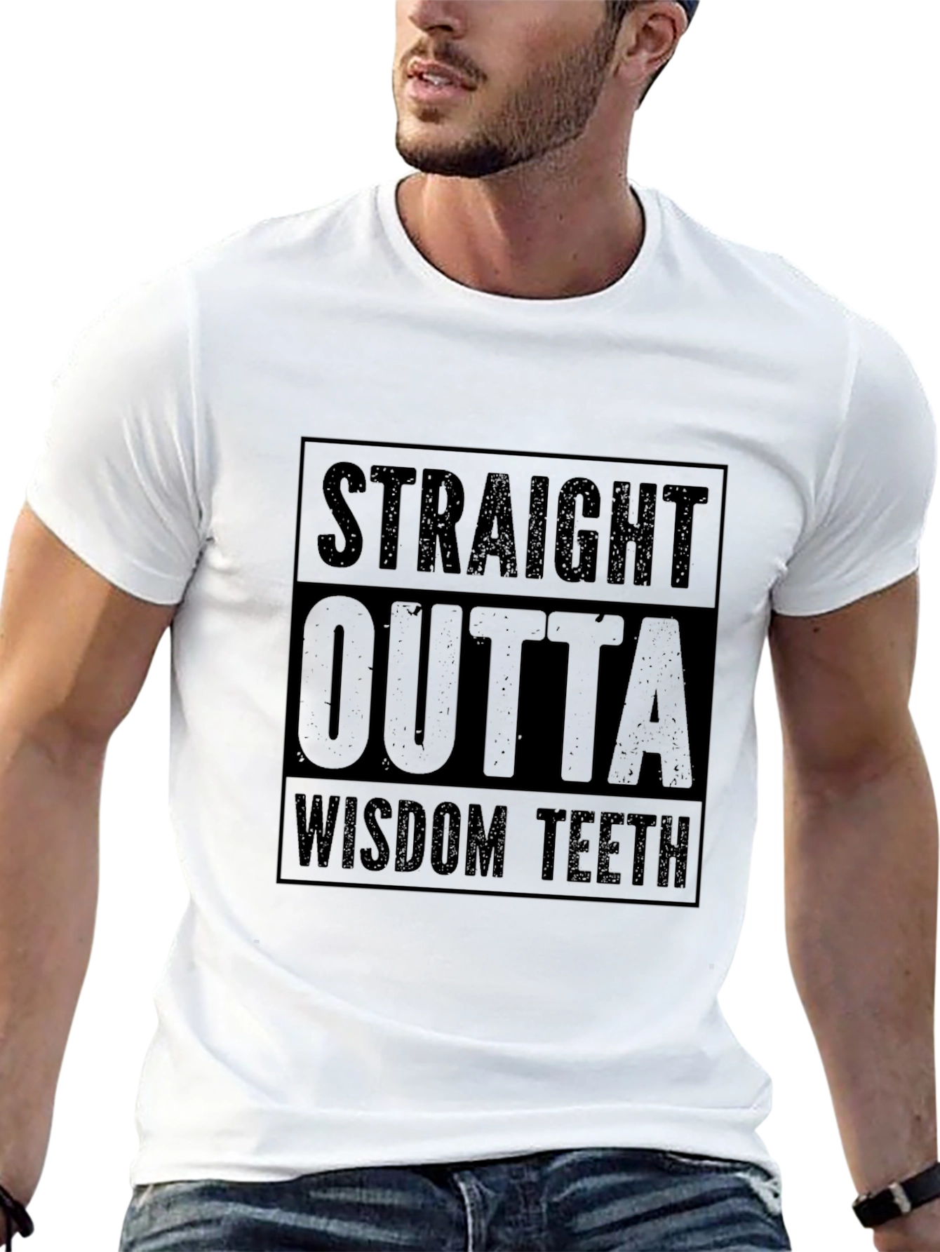 Black Straight Outta Wisdom Teeth Graphic Tee - Black view 13