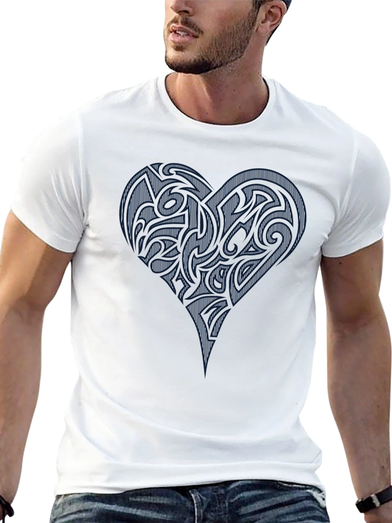 Black Tribal Heart Graphic Black T-Shirt view 13
