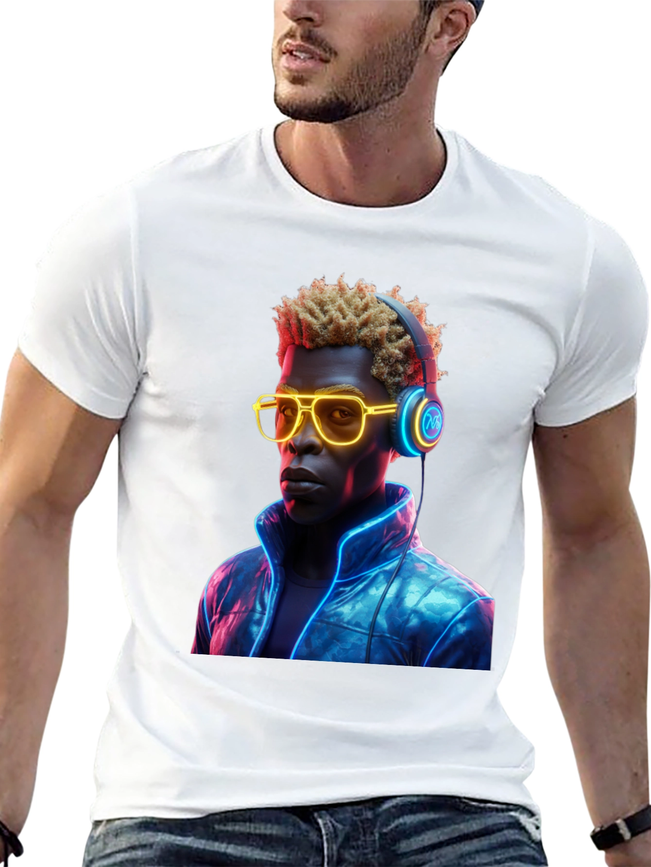 Black Neon Vibes Graphic Tee - Cool Trendy Style view 13