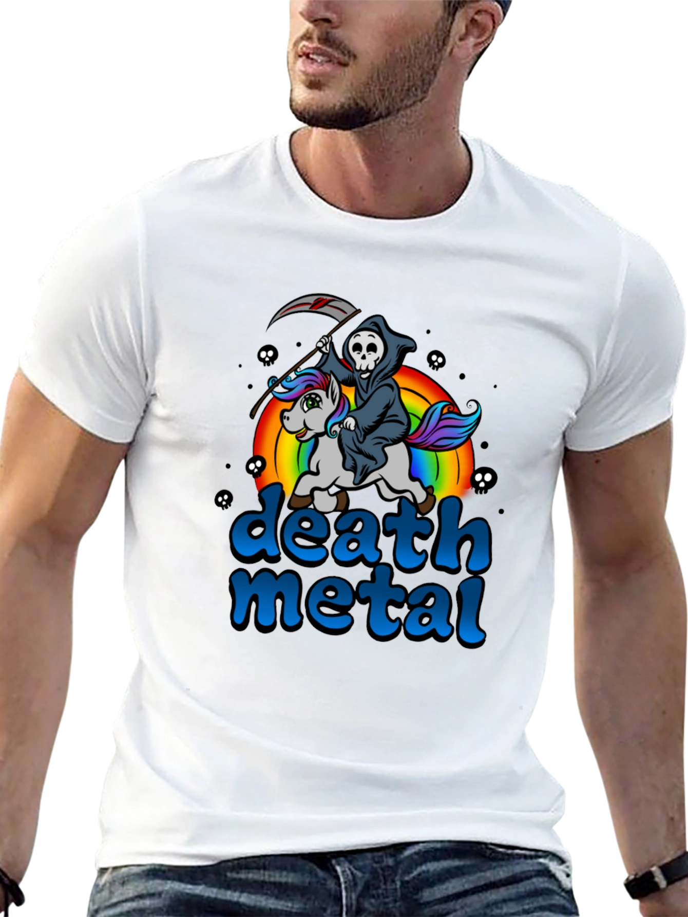 Black Death Metal Unicorn T-Shirt view 13