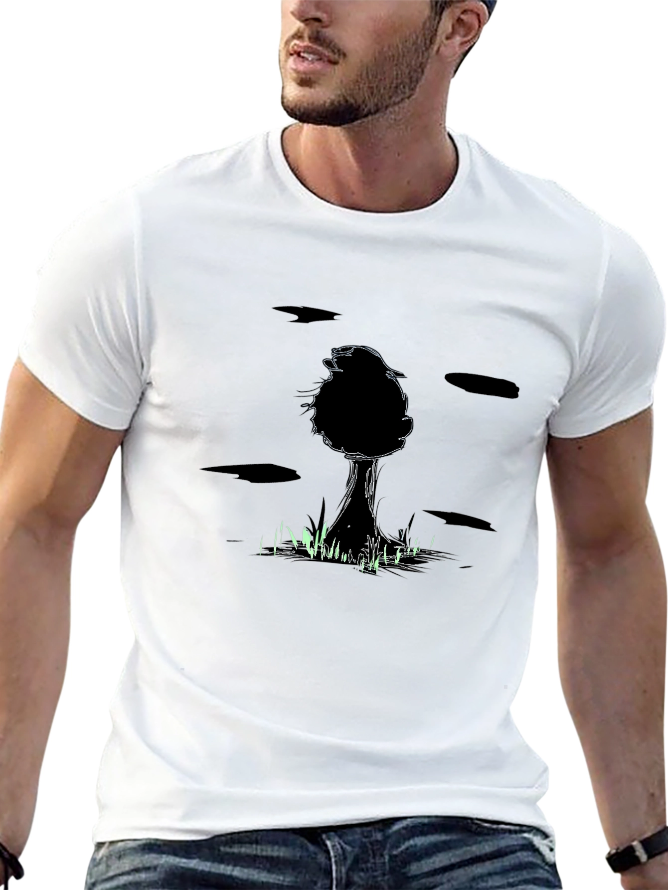 Black Men's Black Tree Graphic Tee view 13