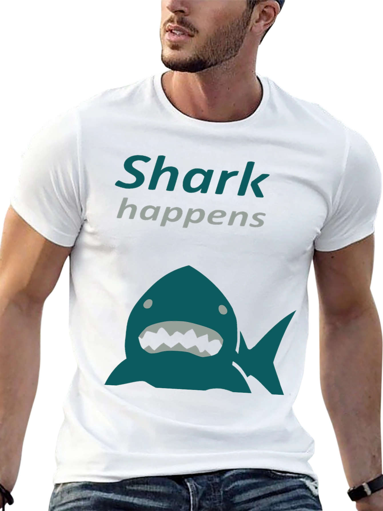 Black Shark Happens Graphic T-Shirt - Novelty Tee view 13