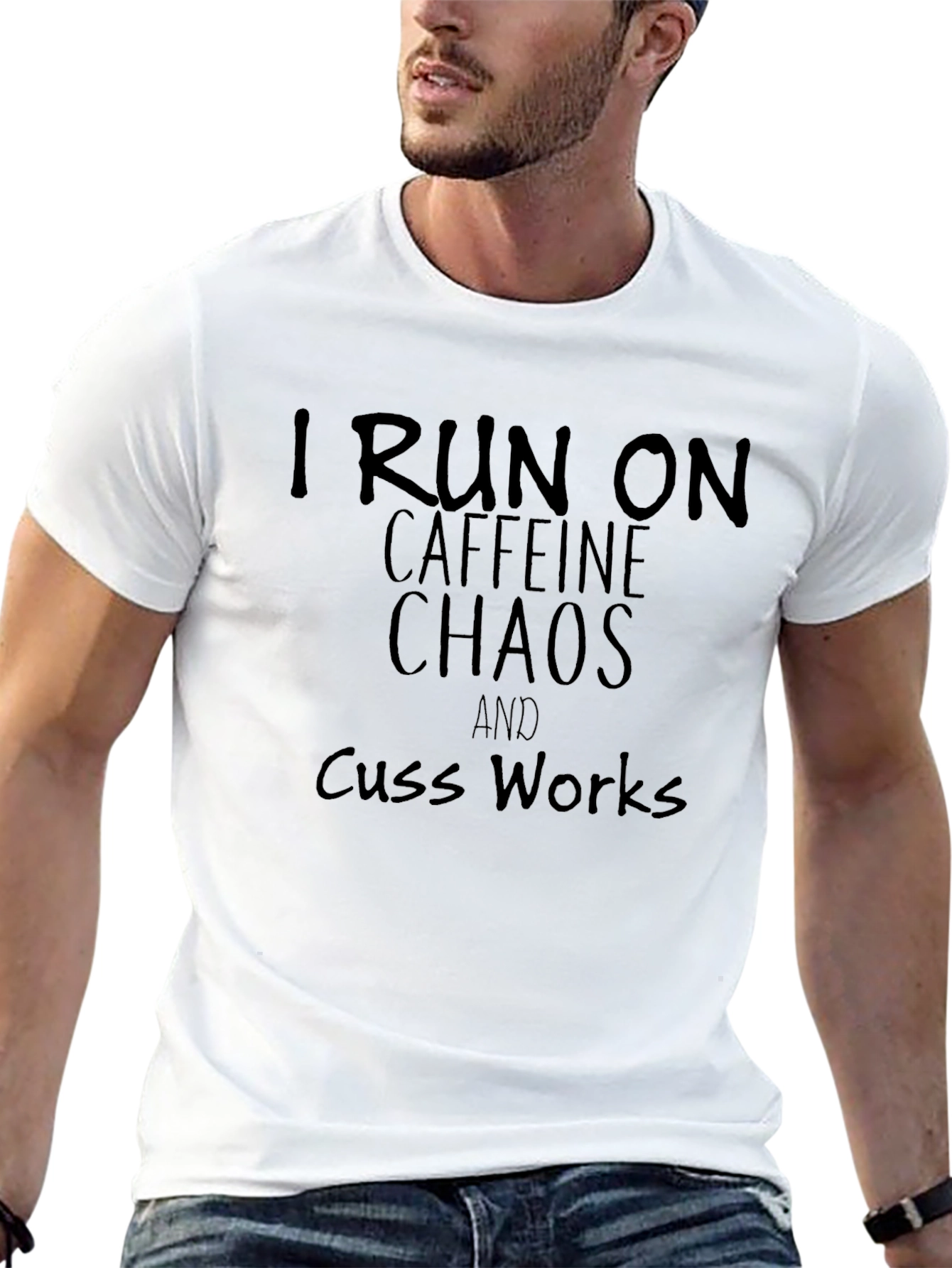 Black I Run On Caffeine Chaos And Cuss Works T-Shirt view 13