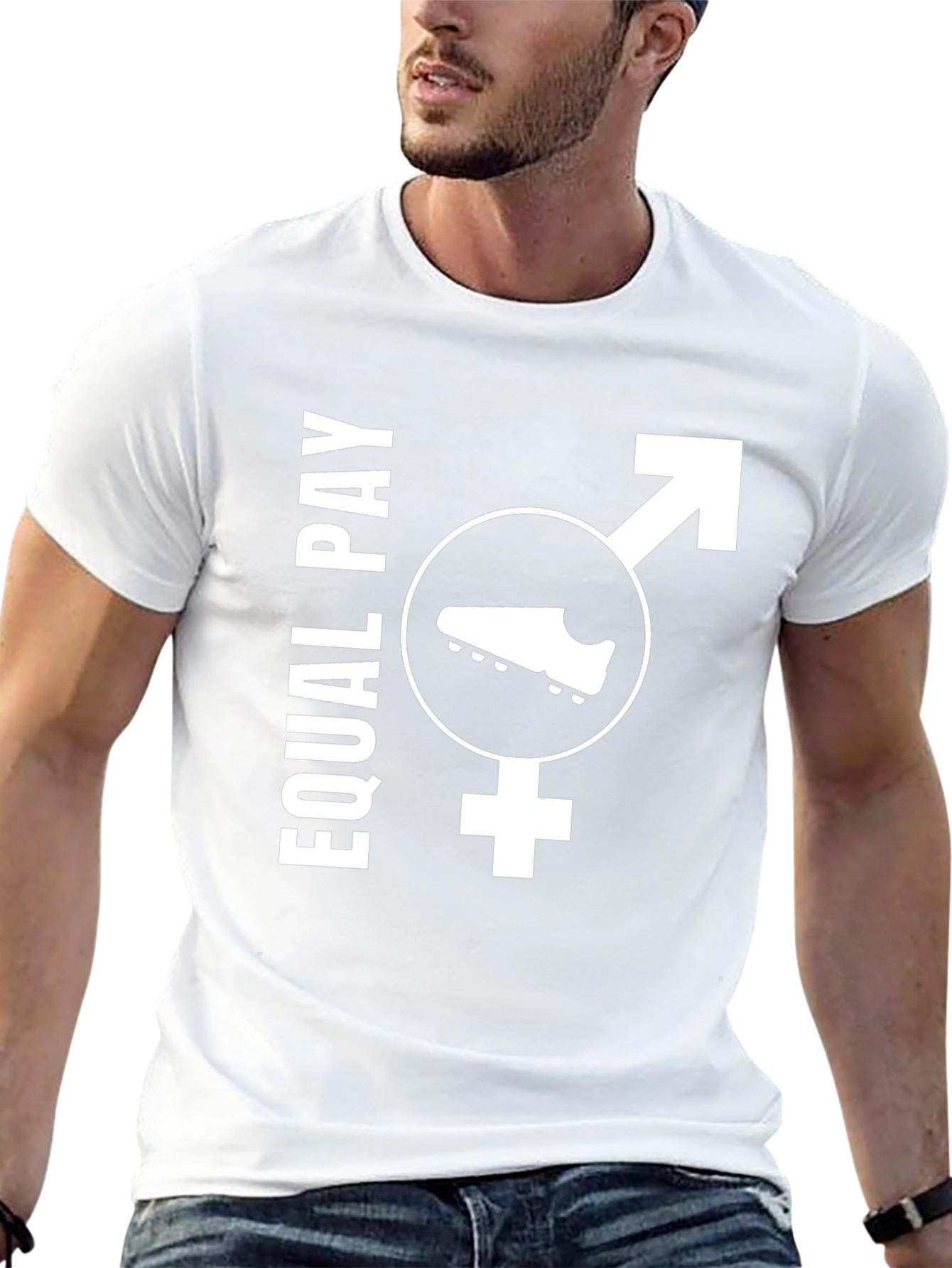 Black Equal Pay Soccer T-Shirt - Unisex Advocacy Tee view 13