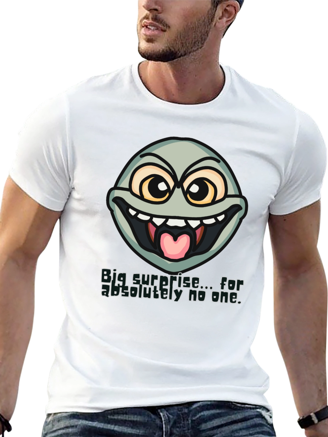 Black Funny Face T-Shirt - "Big Surprise..." Sarcastic Humor Tee view 13