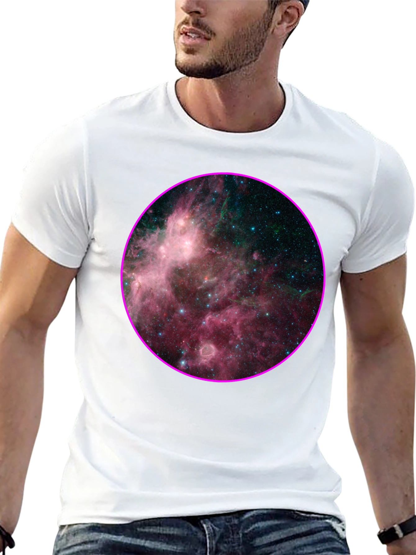 Black Nebula Galaxy Print Black T-Shirt view 13