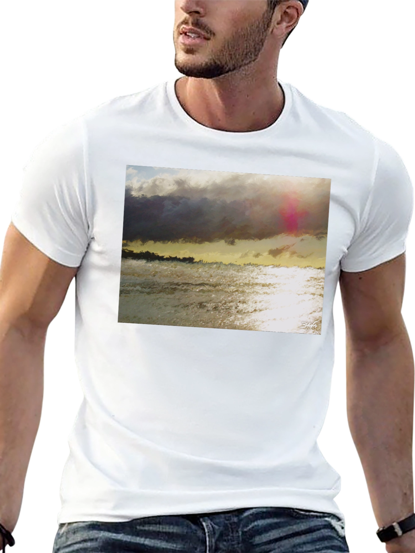 Black Ocean Sunset Graphic T-Shirt - Soft Cotton Blend view 13