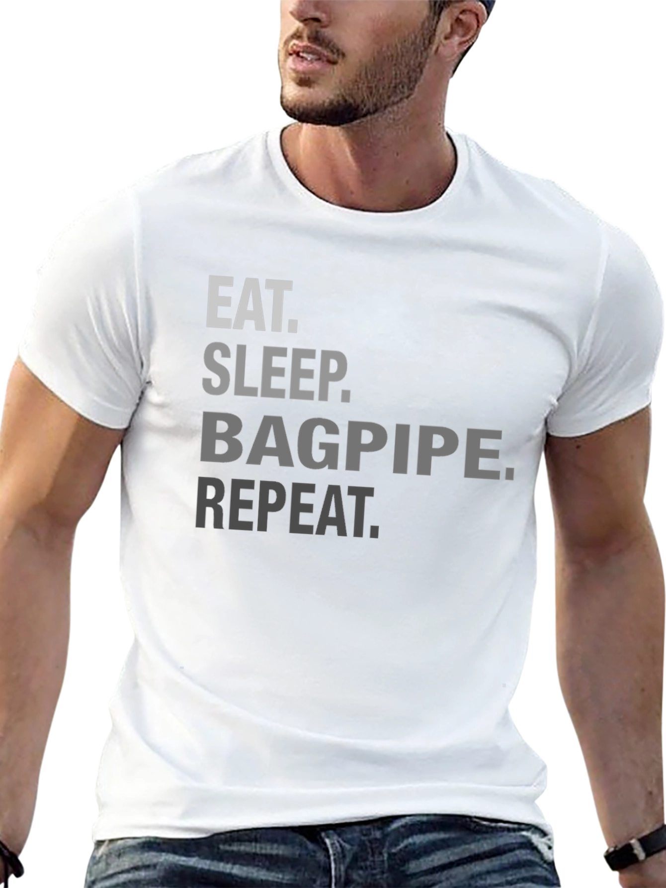 Black Eat Sleep Bagpipe Repeat Black T-Shirt view 13