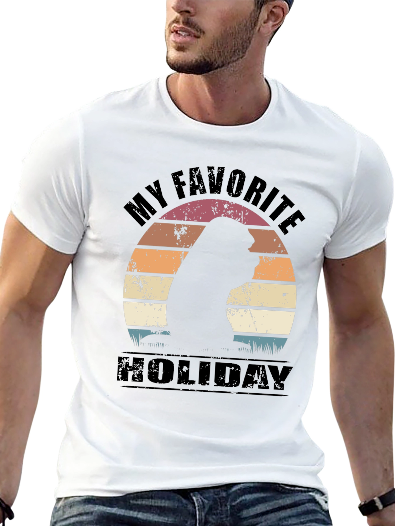 Black My Favorite Holiday T-Shirt Vintage Sunset Orangutan Tee view 13