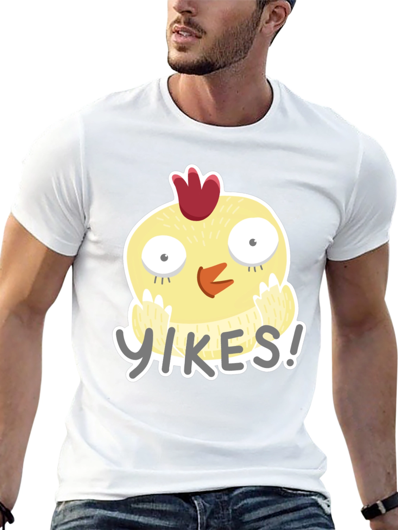 Black Yikes Chicken Graphic Tee - Black Cotton T-Shirt view 13