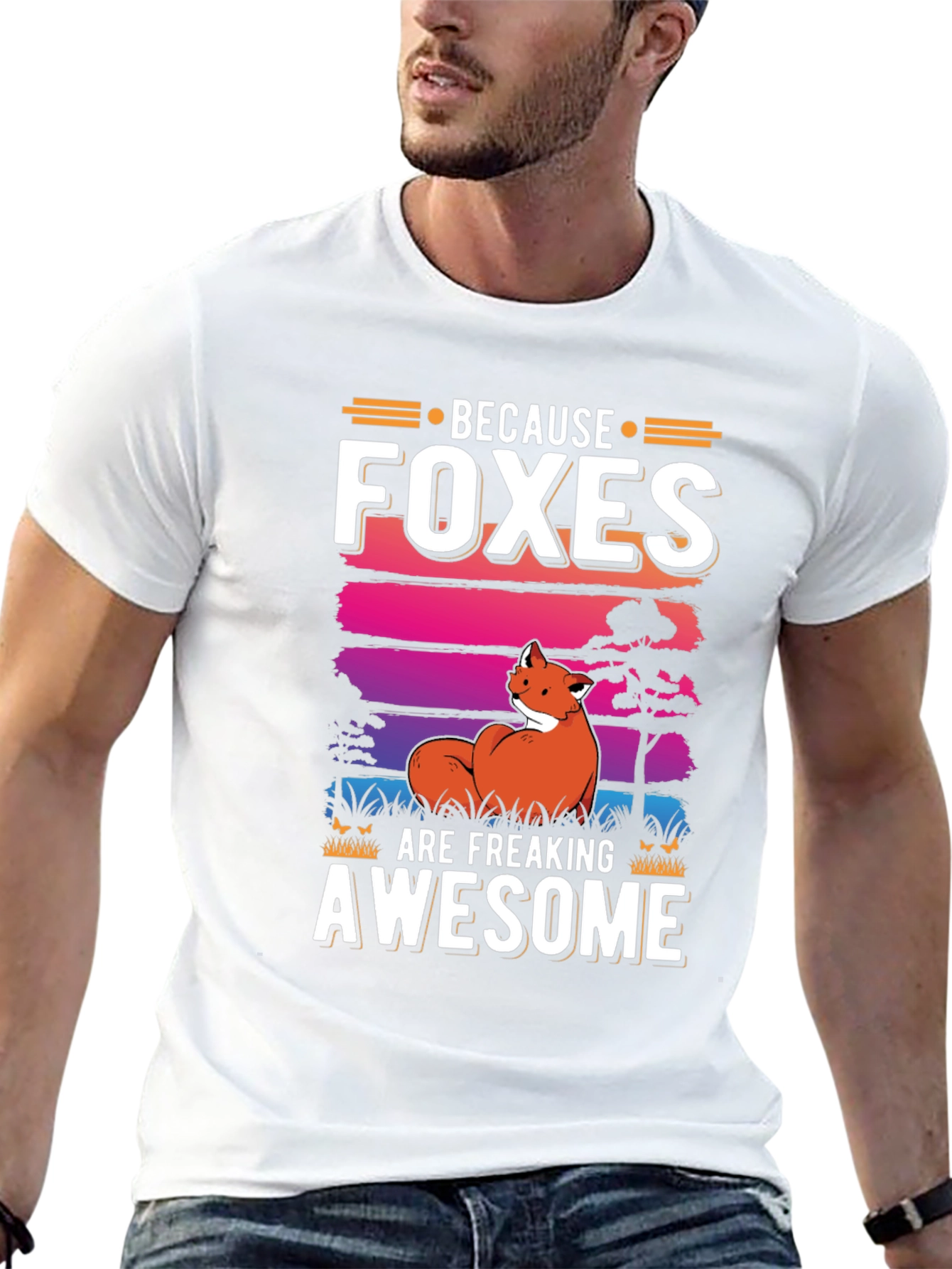 Foxes Are Awesome Graphic Tee - Unisex Black Shirt - 13