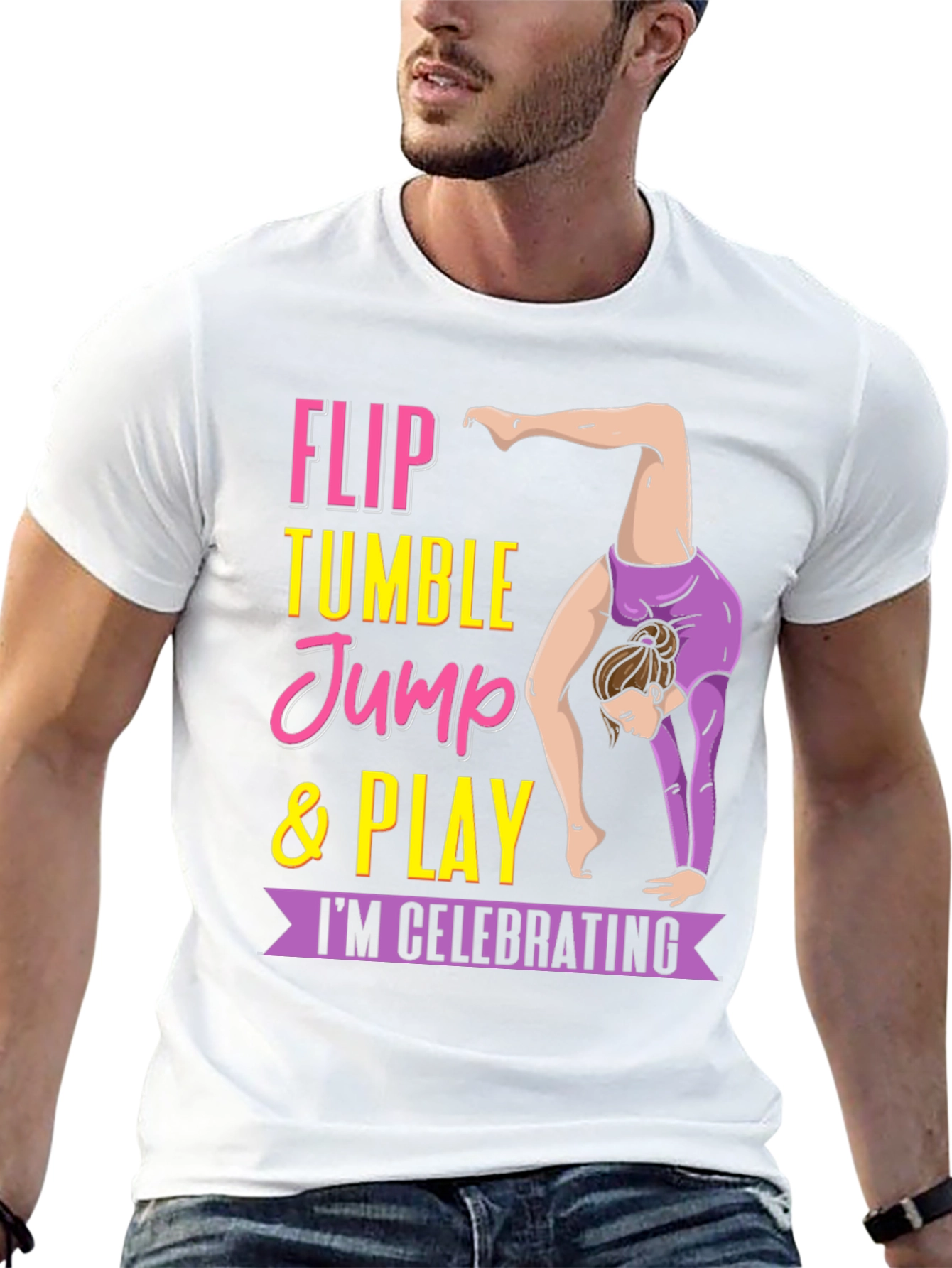 Black Gymnastics T-Shirt - Flip, Tumble, Jump & Play Tee view 13