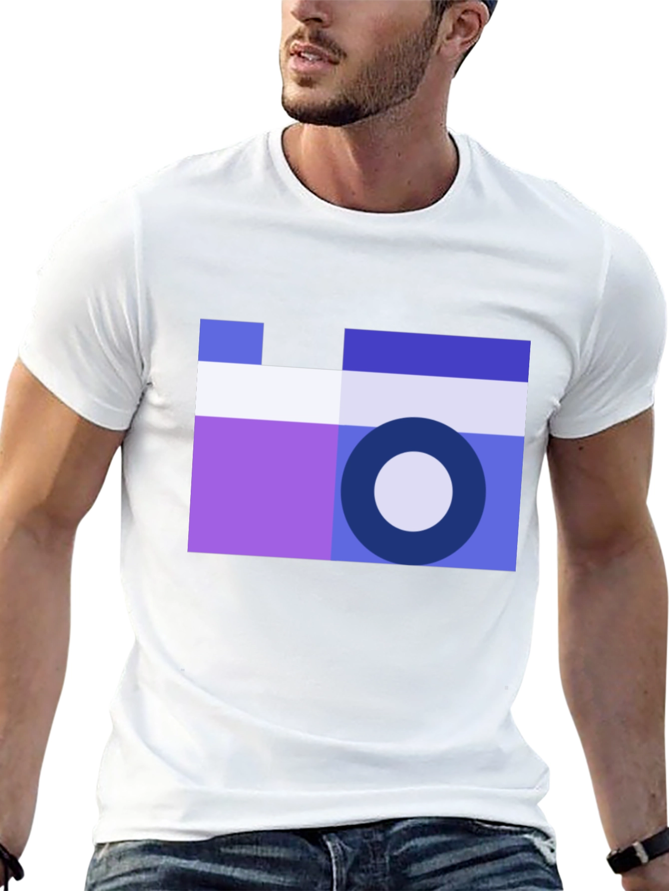 Black Geometric Camera Graphic Tee - Cool Minimalist Design view 13