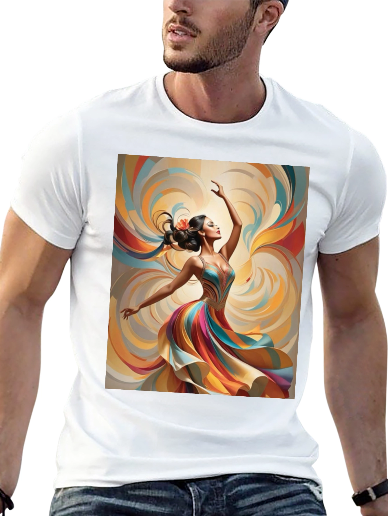 Black Artistic Dancer Graphic Tee - Vibrant Design view 13