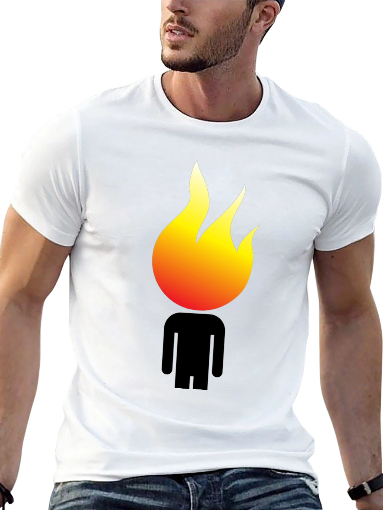 Black Flame Head Graphic Black T-Shirt view 13