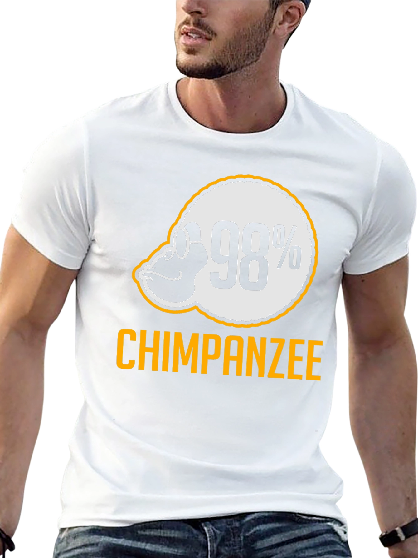 Black 98% Chimpanzee T-Shirt - Funny Ape Graphic Tee view 13