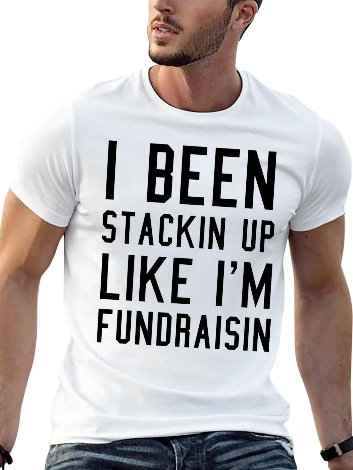 Black Stackin' Up Fundraising Men's Black T-Shirt view 13