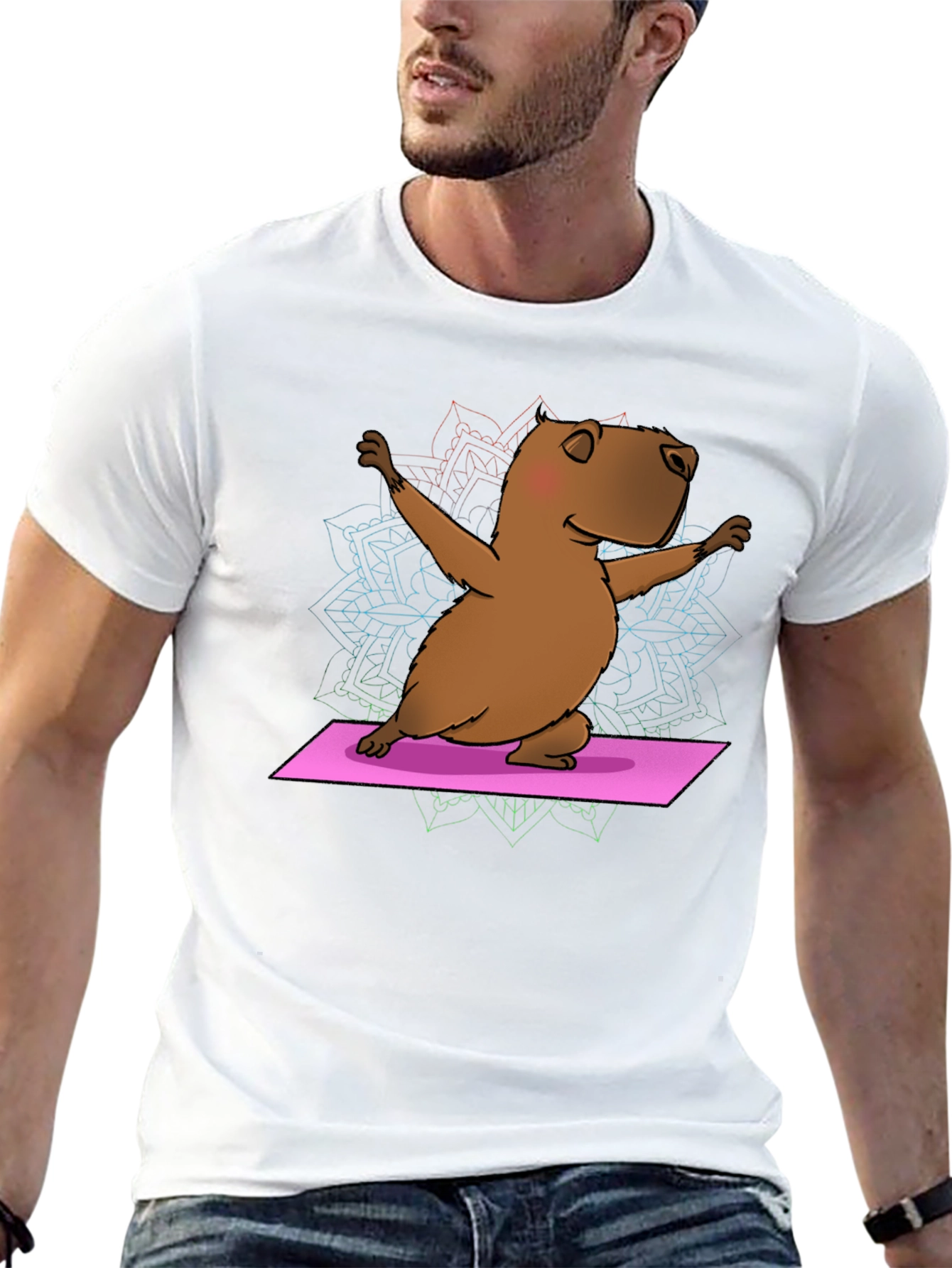 Black Yoga Capybara T-Shirt - Funny Meditation Tee view 13