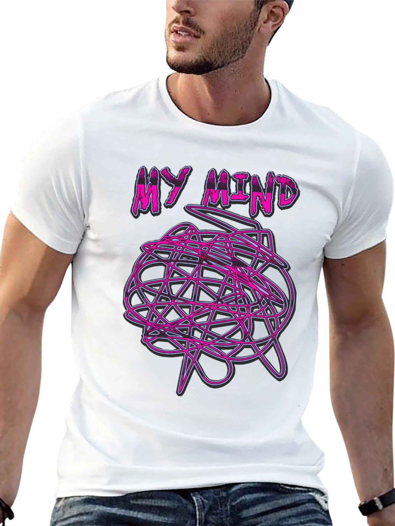 Black My Mind Graphic T-Shirt - Chaotic Brain Design view 13