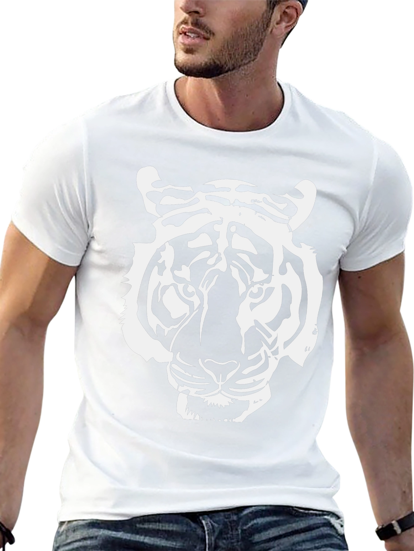 Black Bold Tiger Graphic Tee - Black Cotton T-Shirt view 13