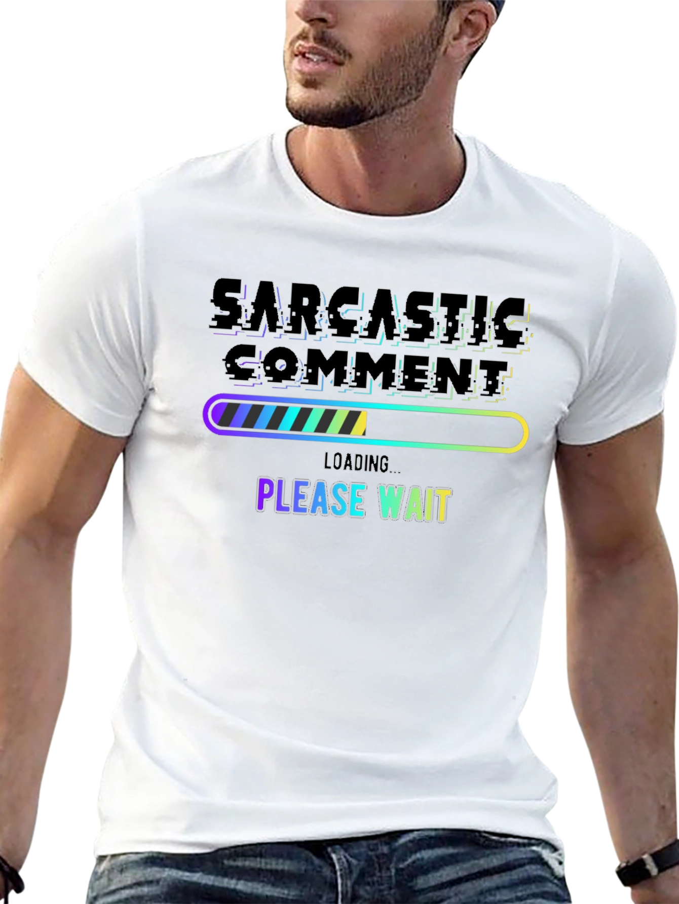 Black Sarcastic Comment Loading Funny Graphic Tee view 13