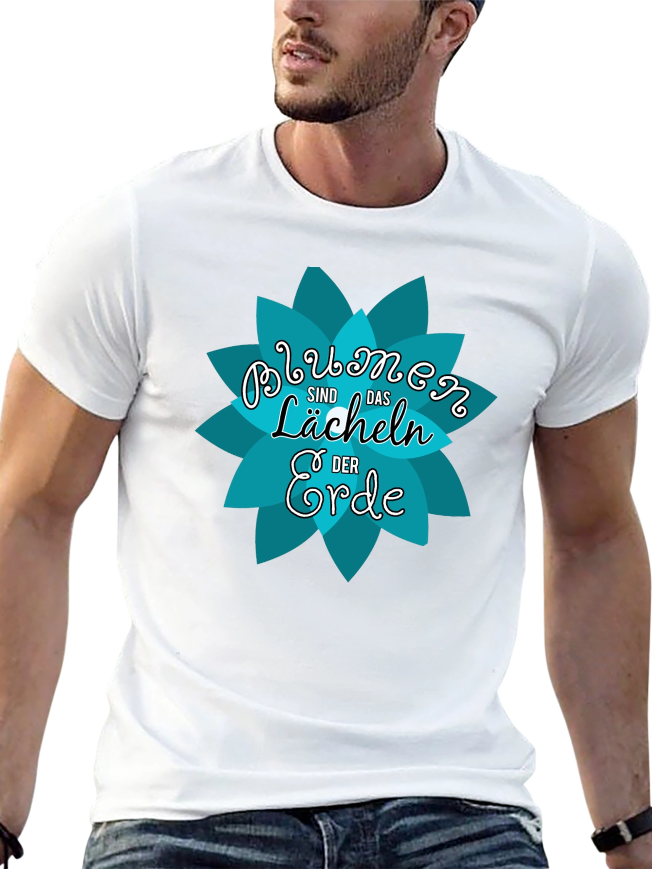 Black Floral German Quote T-Shirt view 13