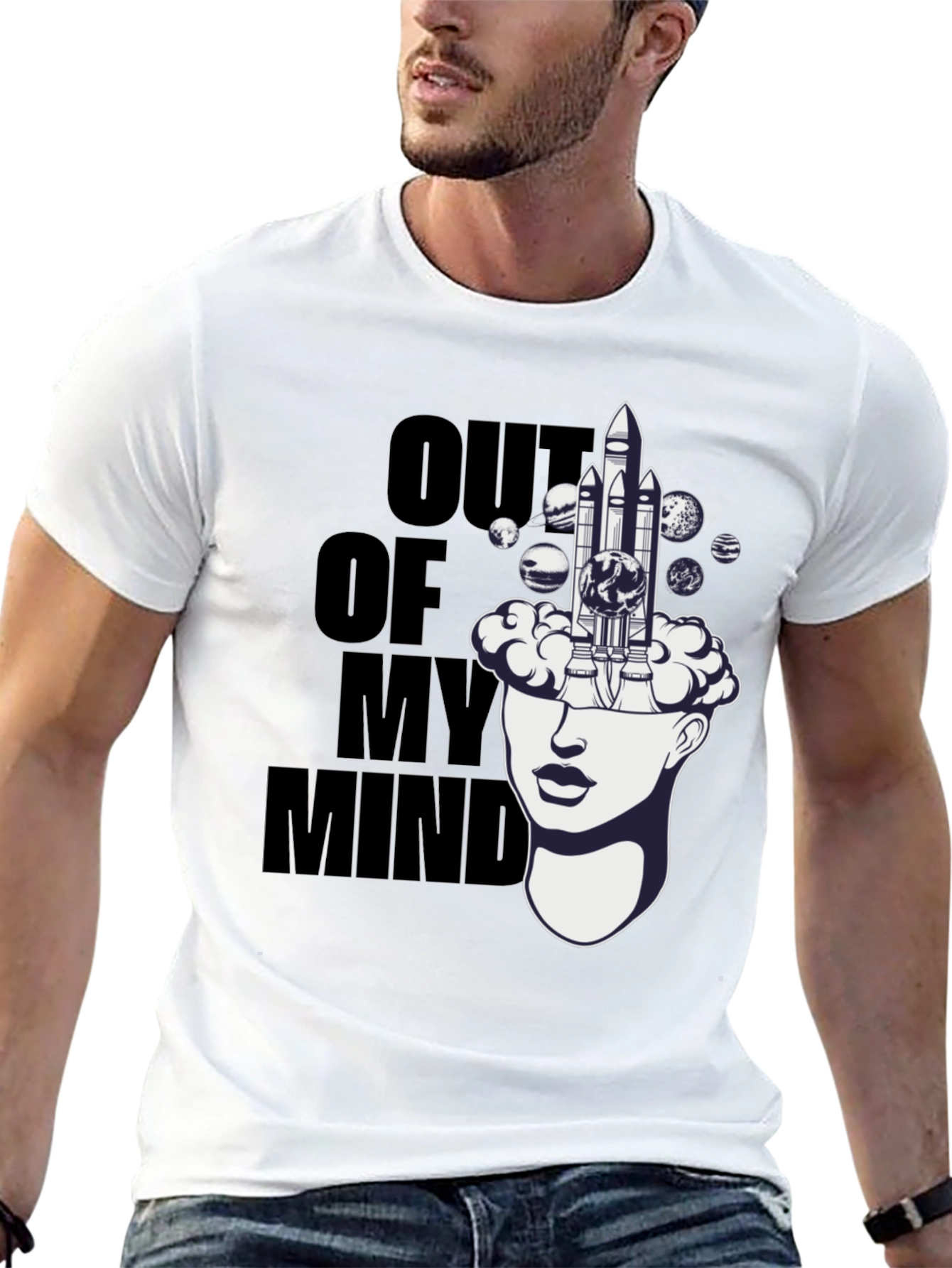 Black Out of My Mind Space Rocket Graphic Tee view 13