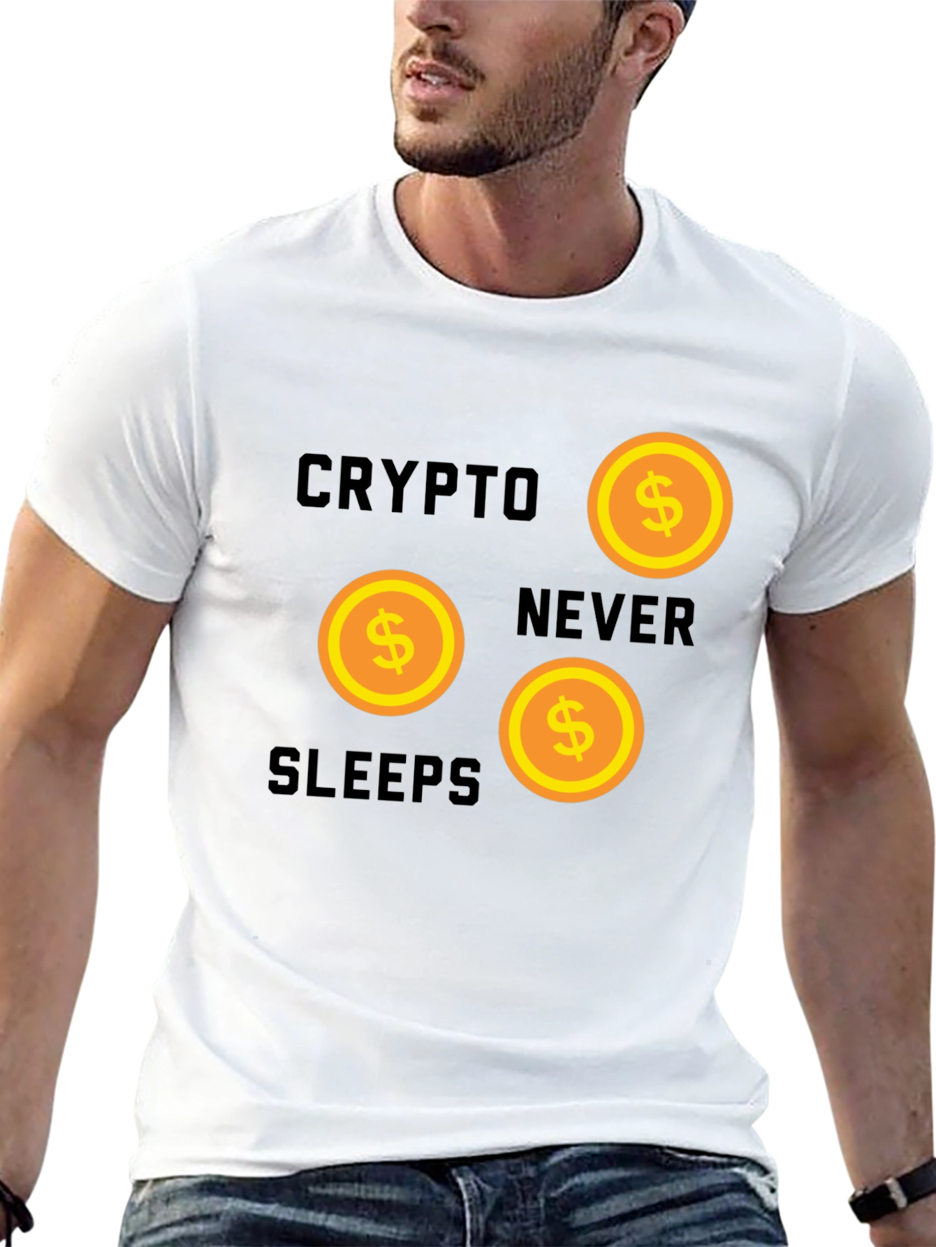 Black Crypto Never Sleeps Graphic Tee view 13