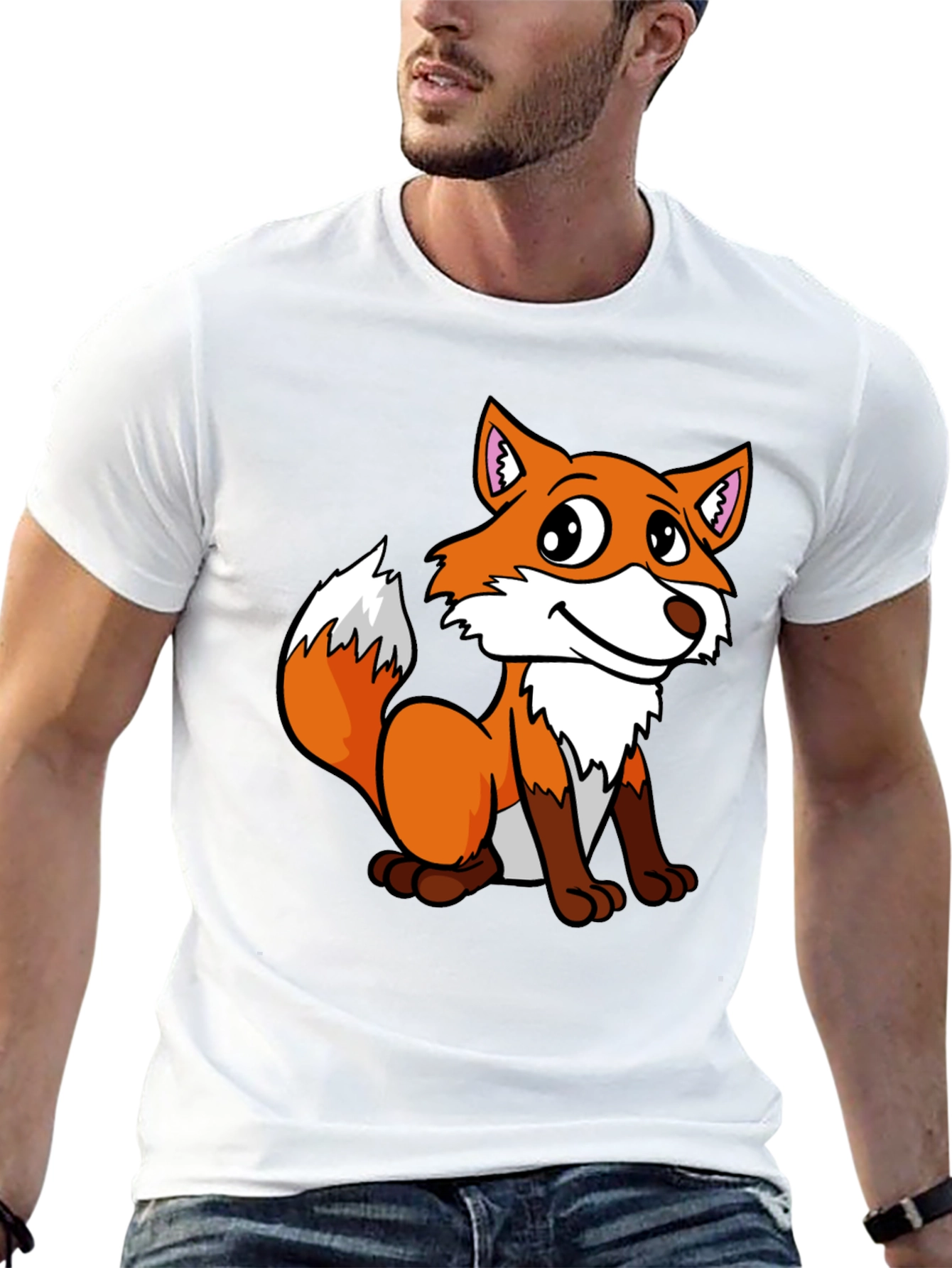 Black Cute Fox Graphic Tee - Unisex Black T-Shirt view 13