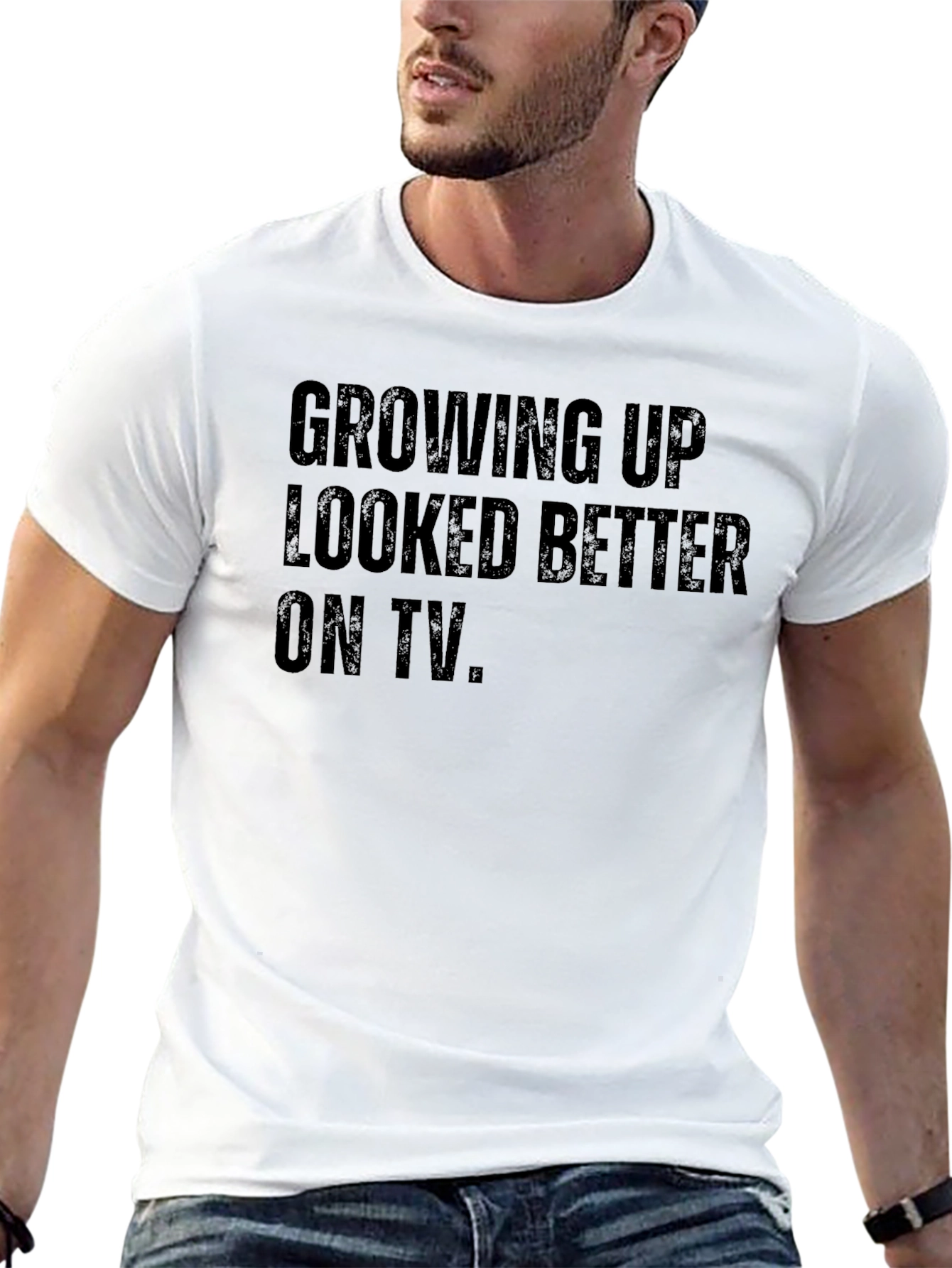 Growing Up Looked Better On TV Black T-Shirt - 13