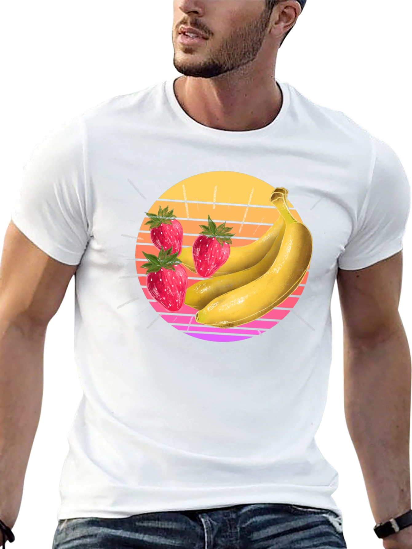 Black Strawberry Banana Sunset Graphic Tee view 13