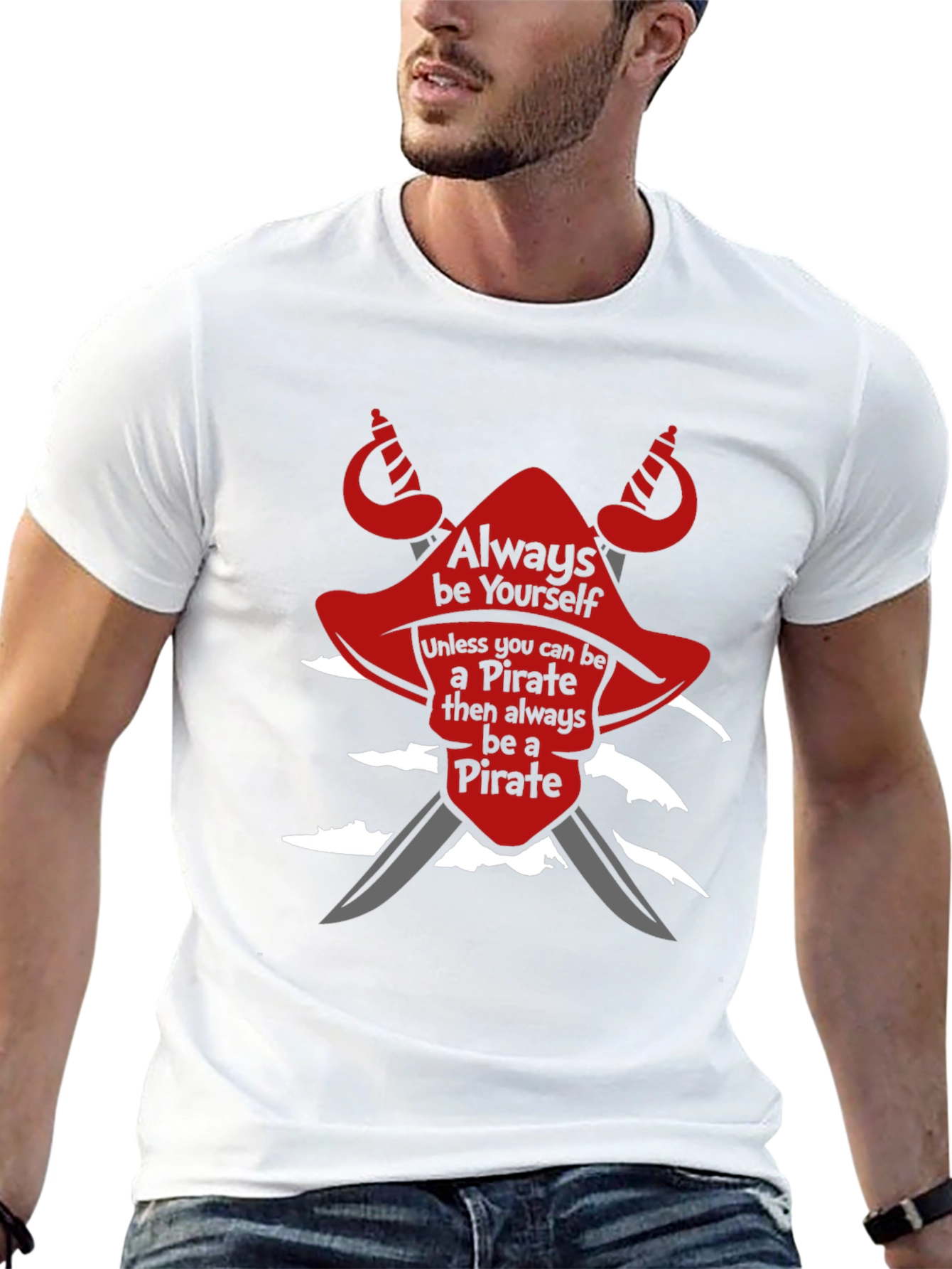 Black Pirate T-Shirt: Always Be Yourself Novelty Tee view 13