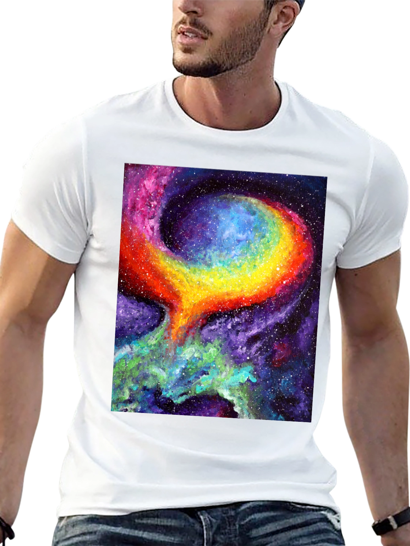 Black Nebula Art Black T-Shirt - Cosmic Galaxy Design view 13