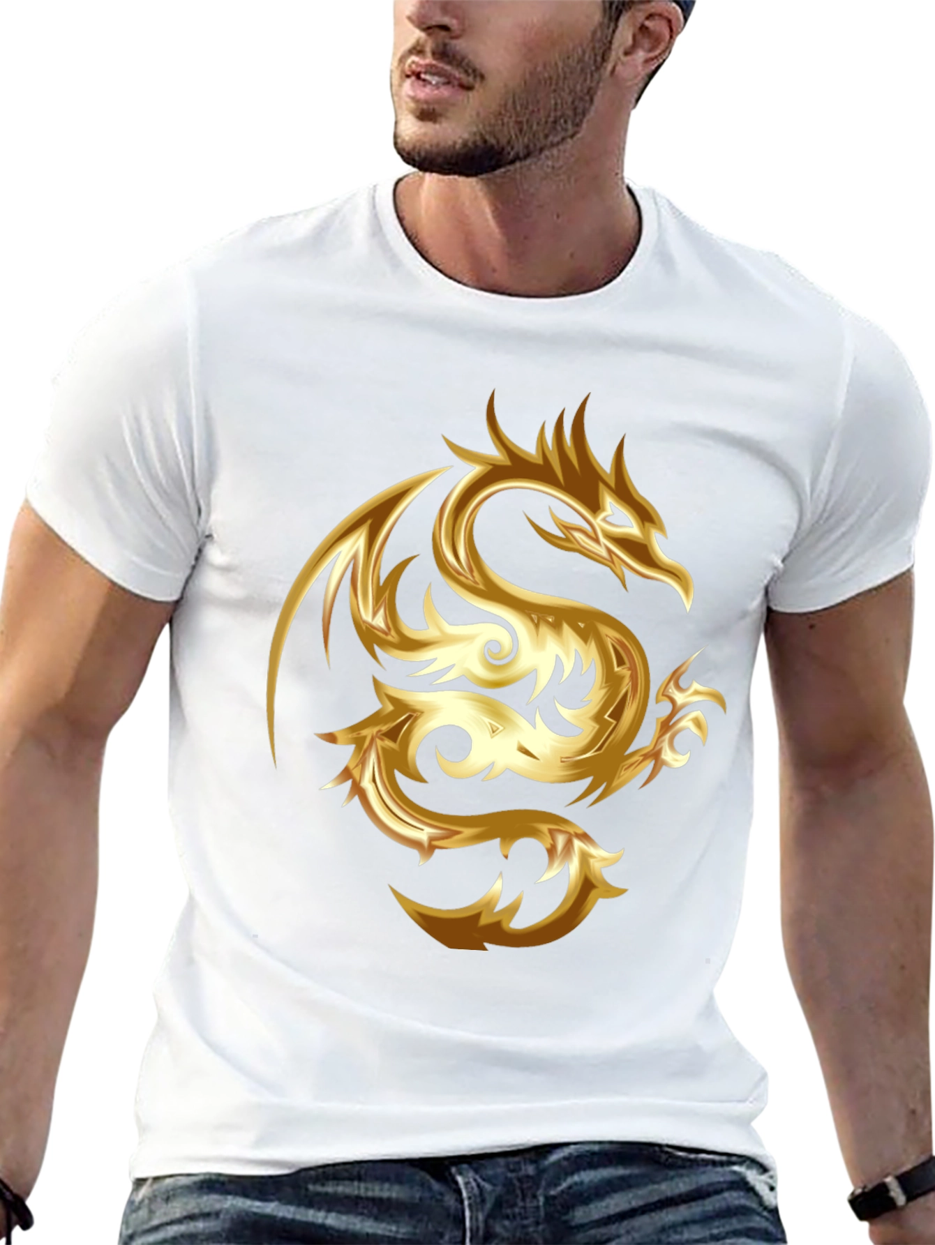 Black Golden Dragon Graphic Tee - Stylish & Bold view 13