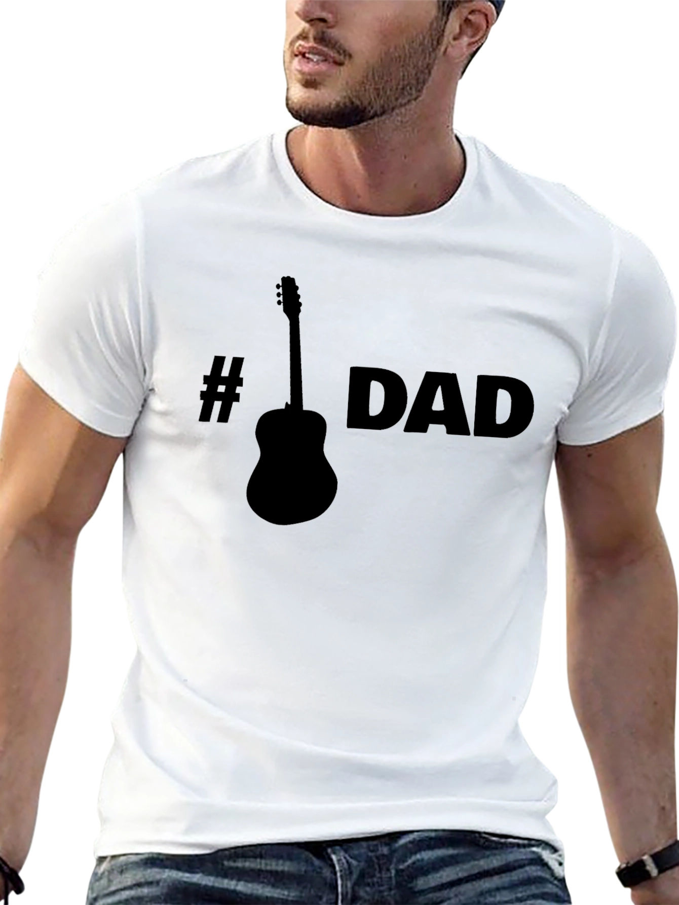 Black #Guitar Dad Graphic T-Shirt - Father's Day Gift view 13