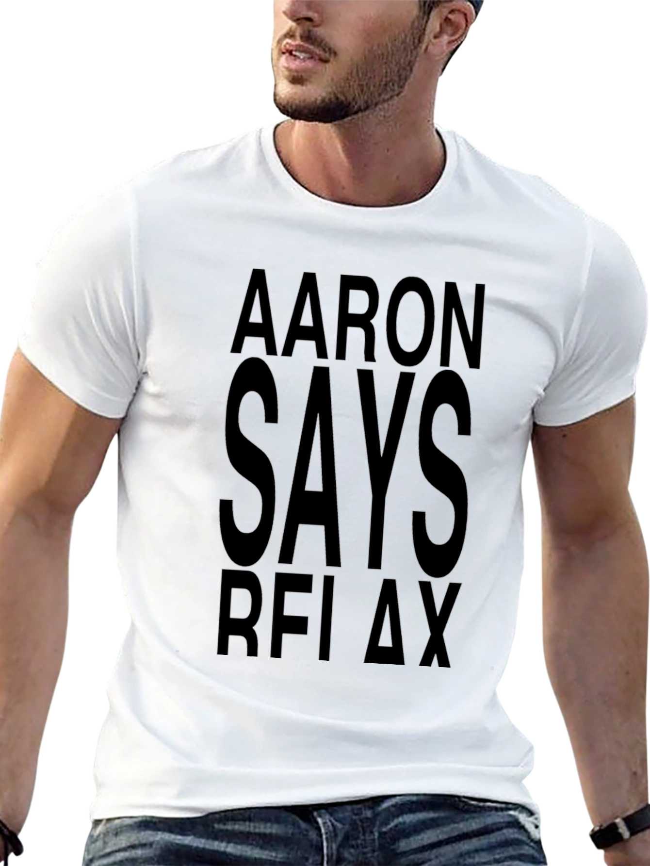 Black Aaron Says Relax Black T-Shirt view 13