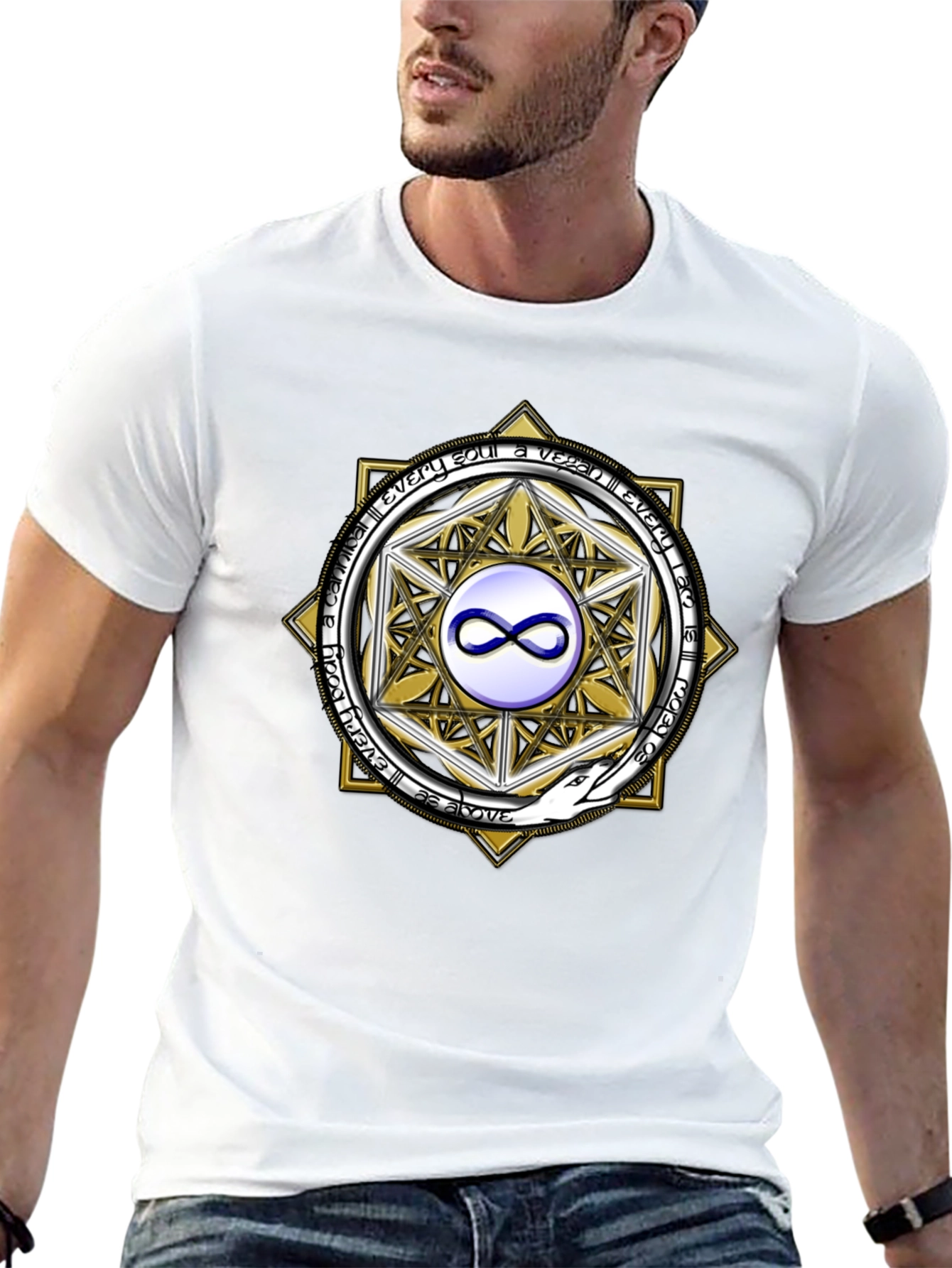Black Esoteric Infinity Symbol Graphic Tee - Unisex Black T-Shirt view 13