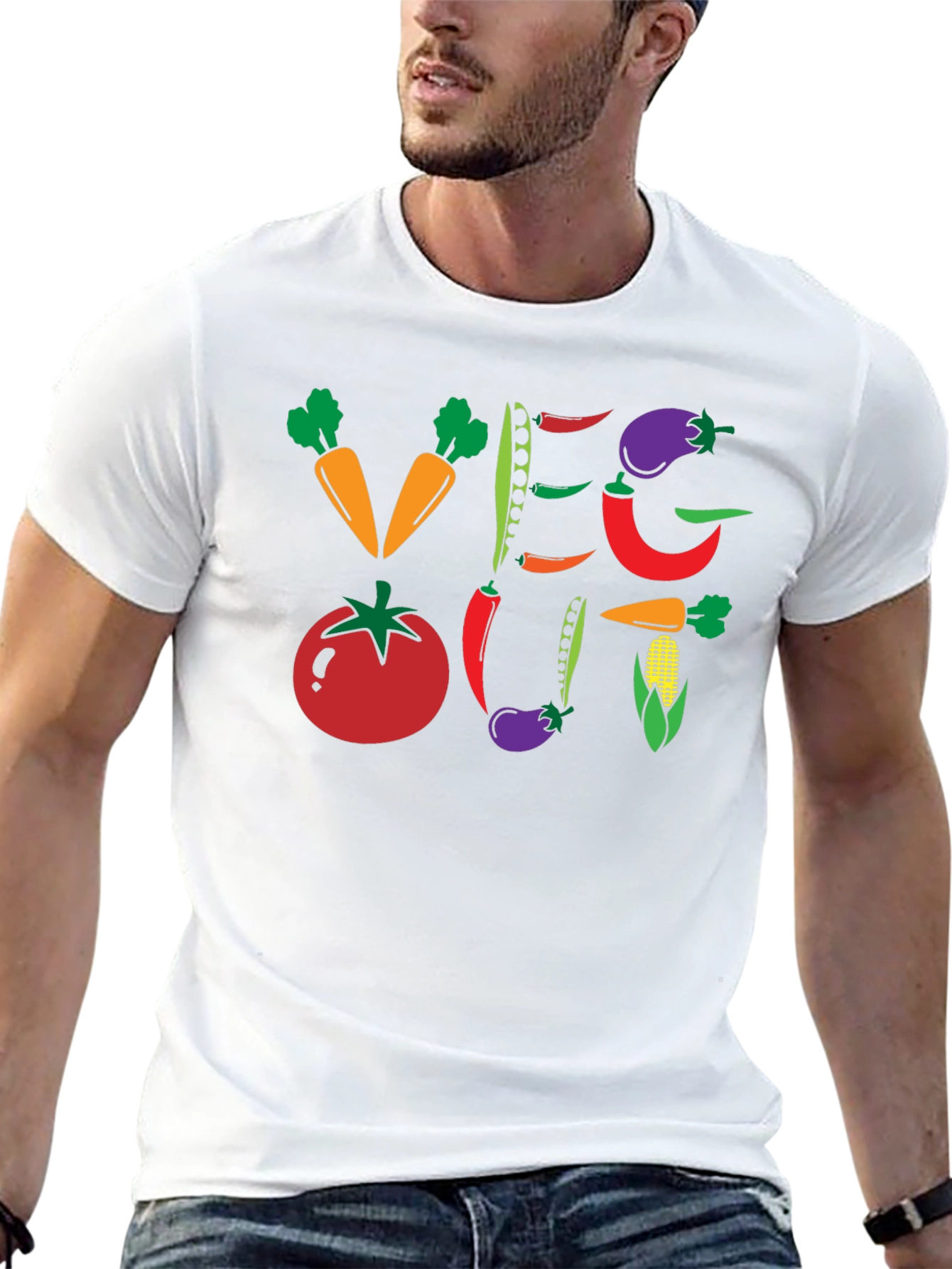 Black Veg Out Graphic T-Shirt - Black Vegan Tee view 13