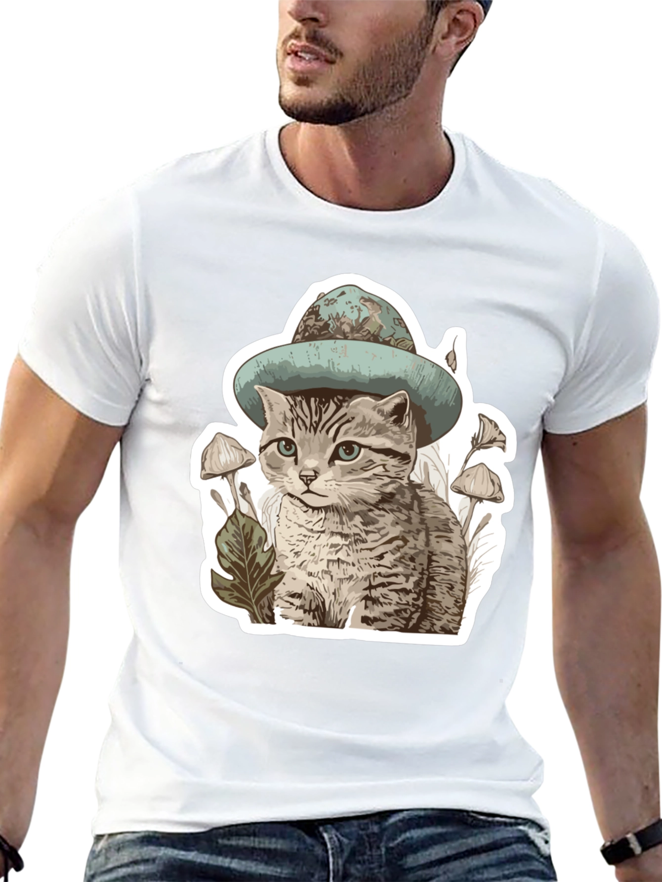 Black Cat in Hat T-Shirt - Funky Graphic Tee view 13