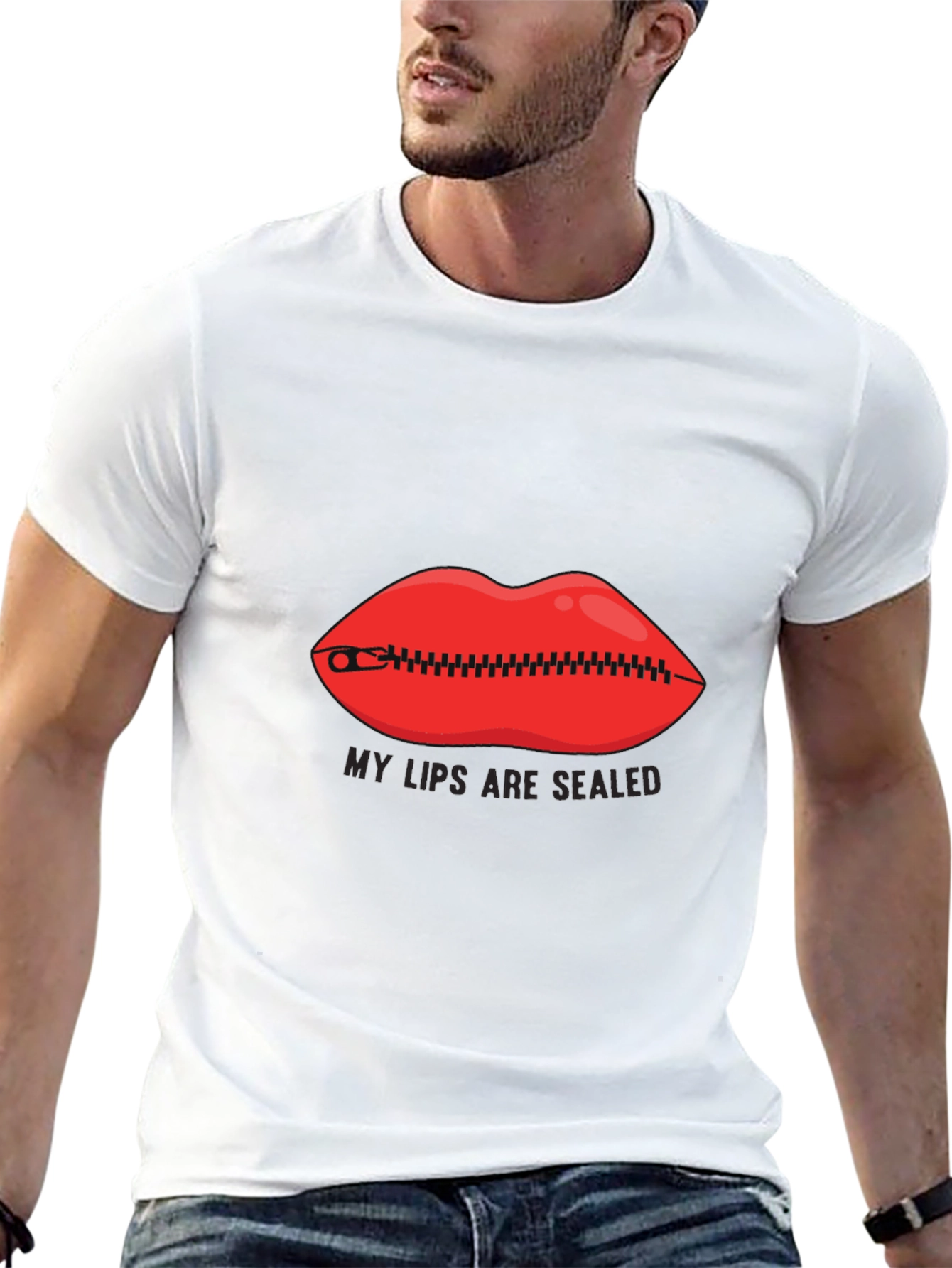 Black My Lips Are Sealed Graphic Tee - Funny Novelty Shirt view 13