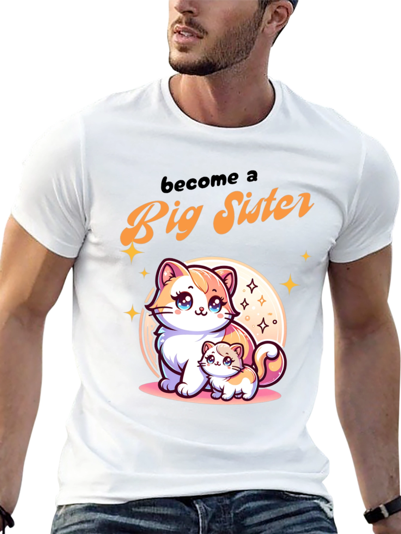 Black Big Sister Cat T-Shirt view 13