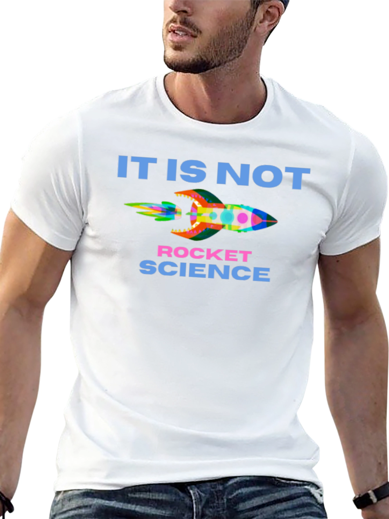 Black It Is Not Rocket Science T-Shirt view 13