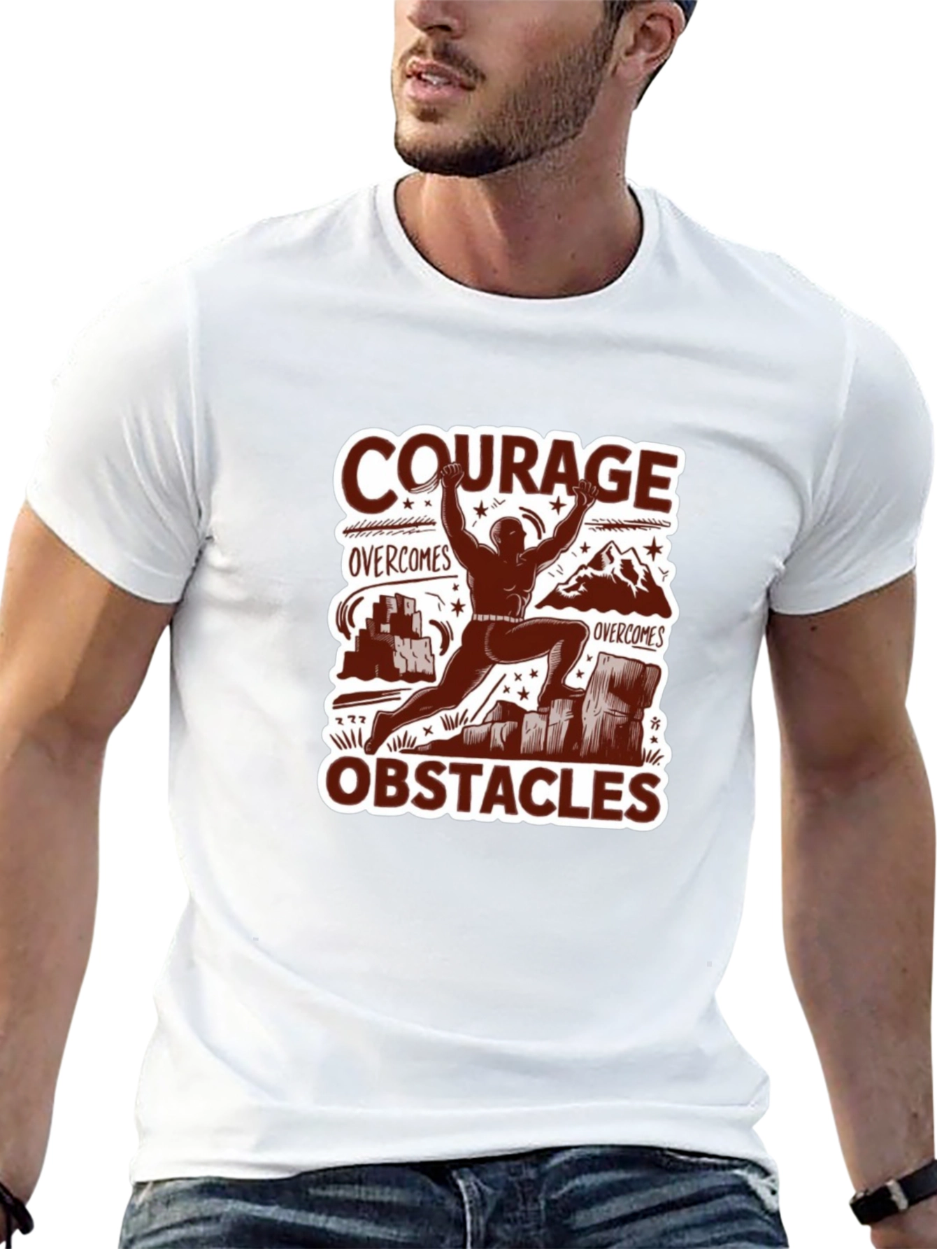 Black Courage Overcomes Obstacles Graphic T-Shirt view 13