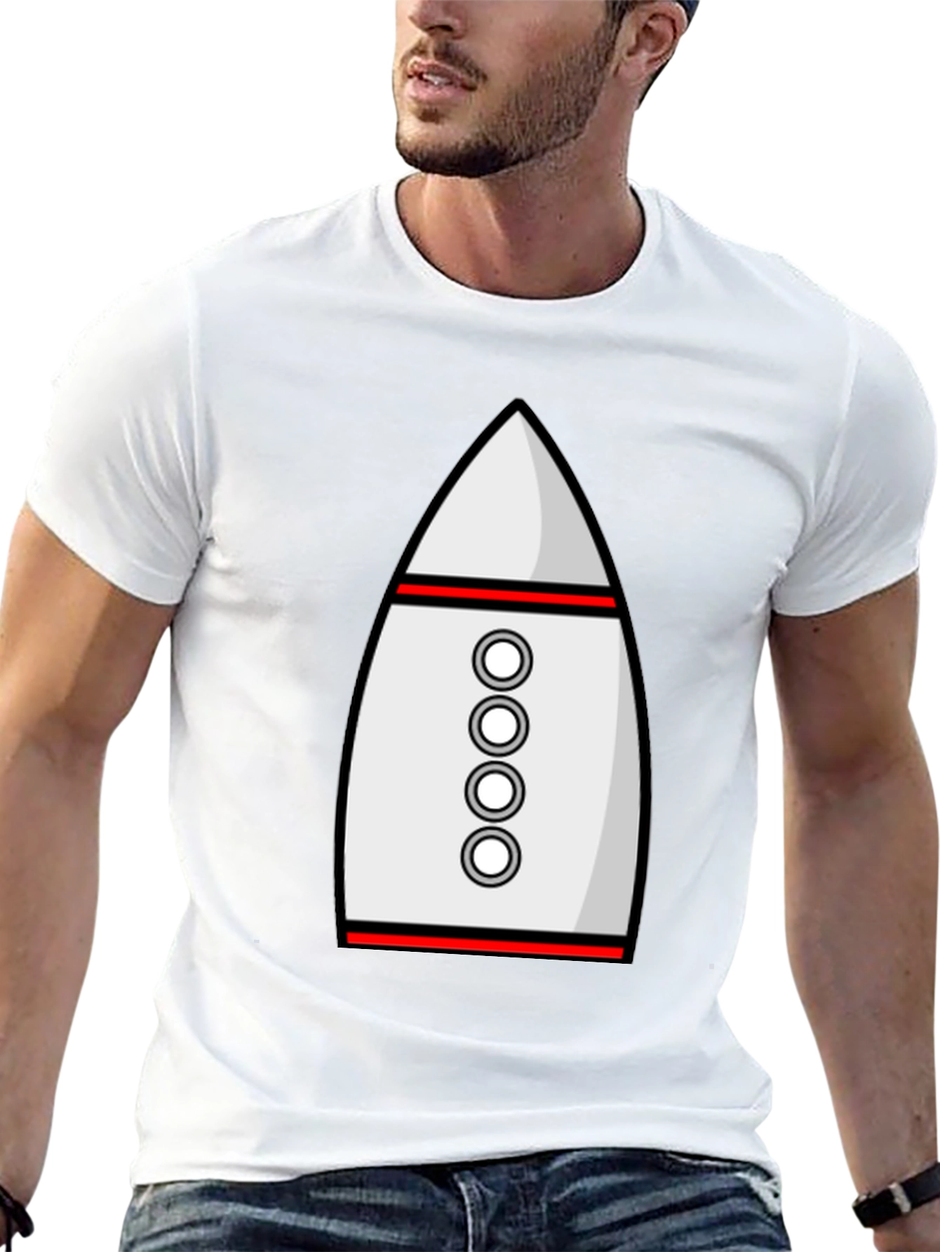 Black Rocket T-Shirt - Black Crew Neck Cotton Blend Tee view 13