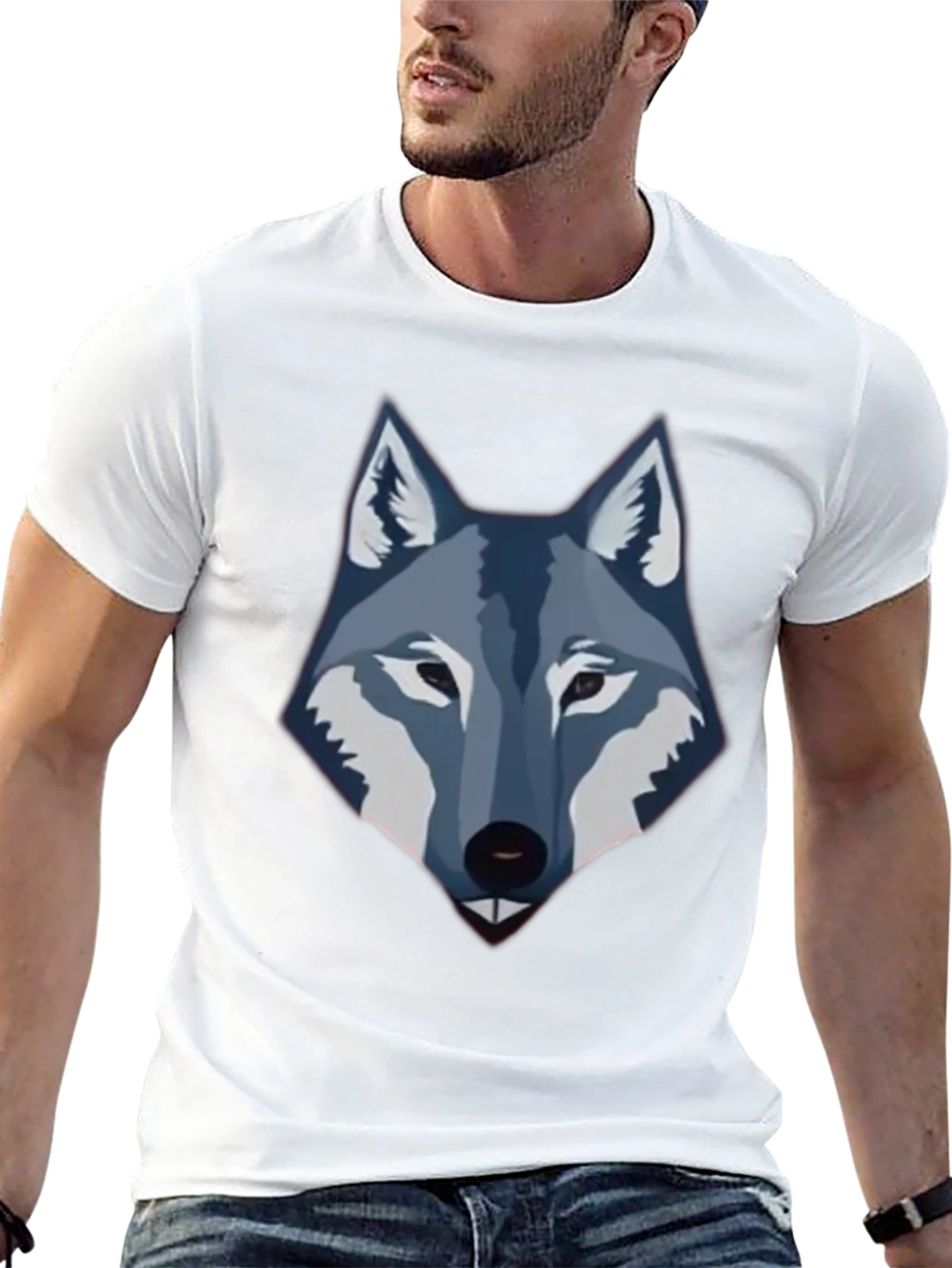 Black Men's Black Wolf Graphic Tee view 13