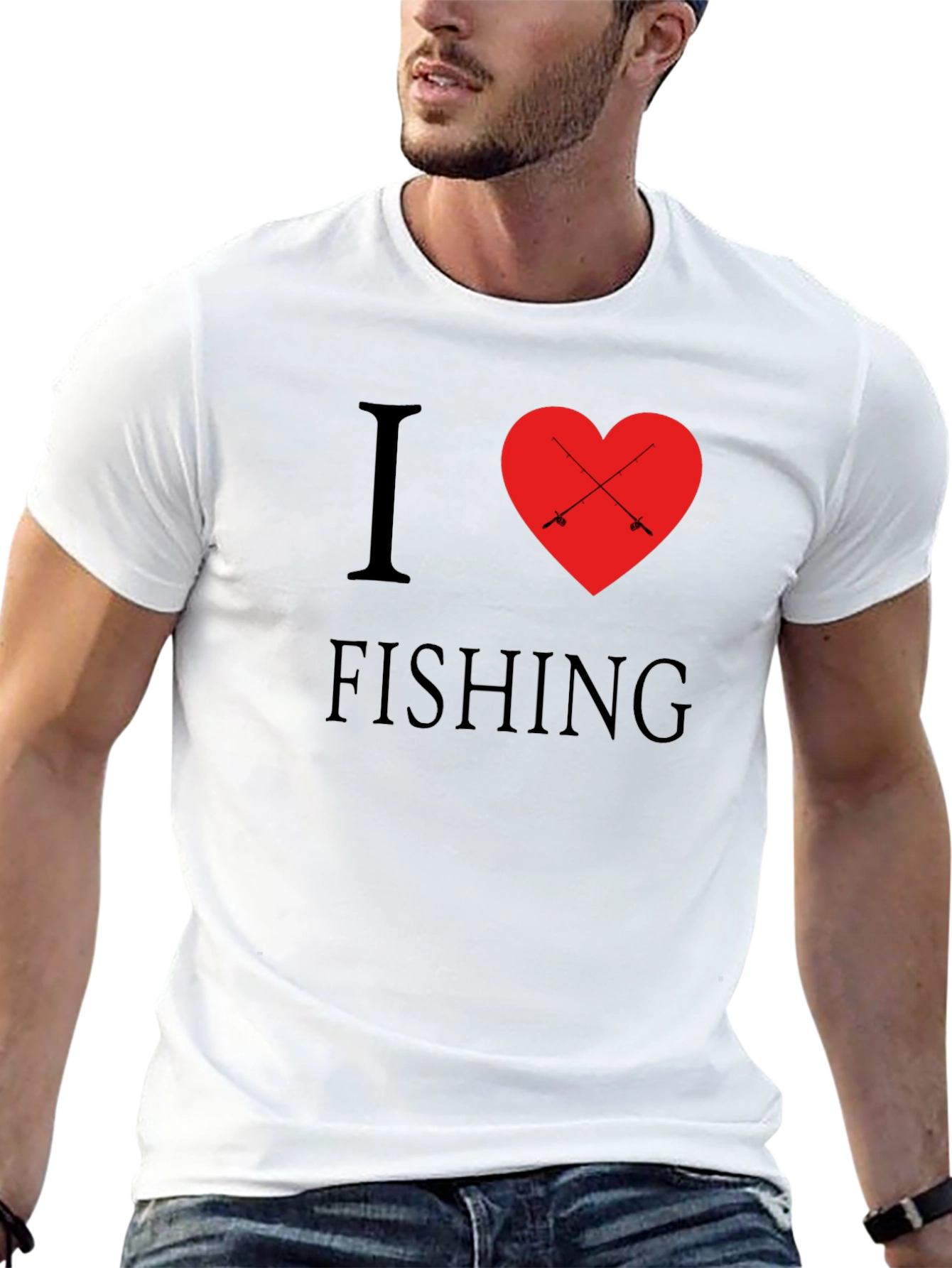 Black I Love Fishing T-Shirt - Black, Crew Neck, Graphic Tee view 13