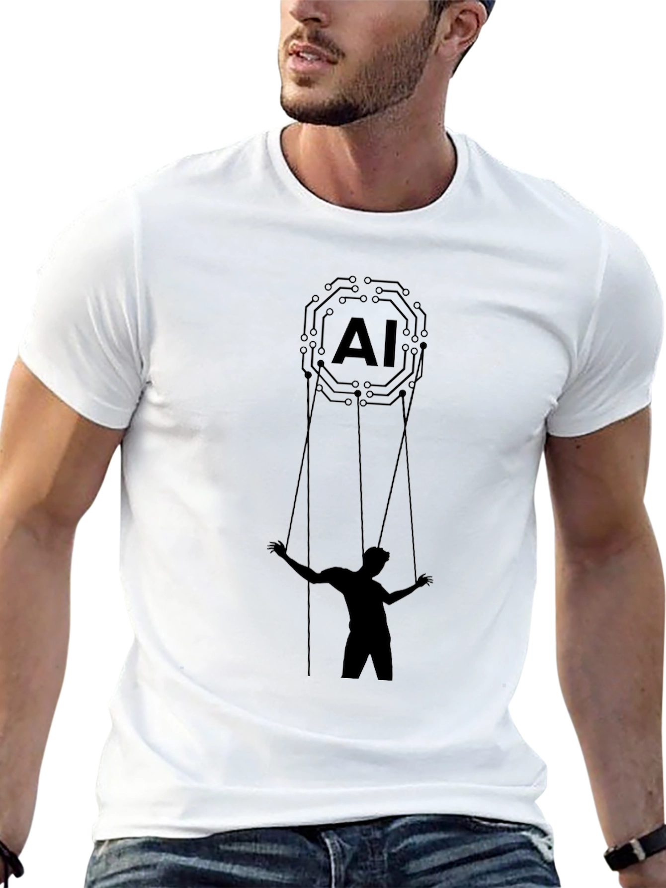 Black AI Puppet Master T-Shirt - Black Graphic Tee view 13