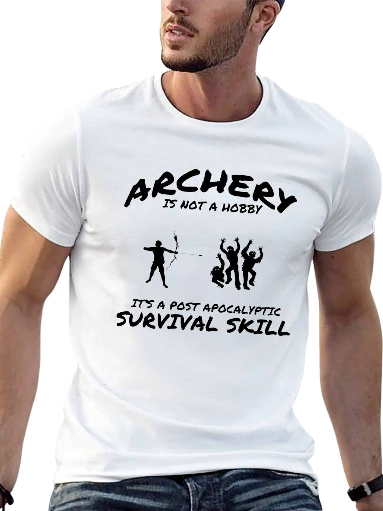 Black Archery Survival Skill Graphic T-Shirt view 13